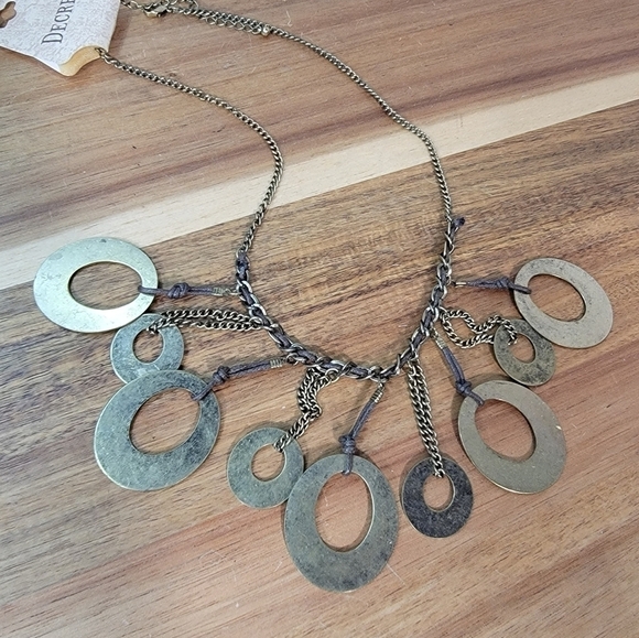 NEW Decree Boho Necklace Metal Loops and chain statement Bib Necklace - Picture 10 of 17